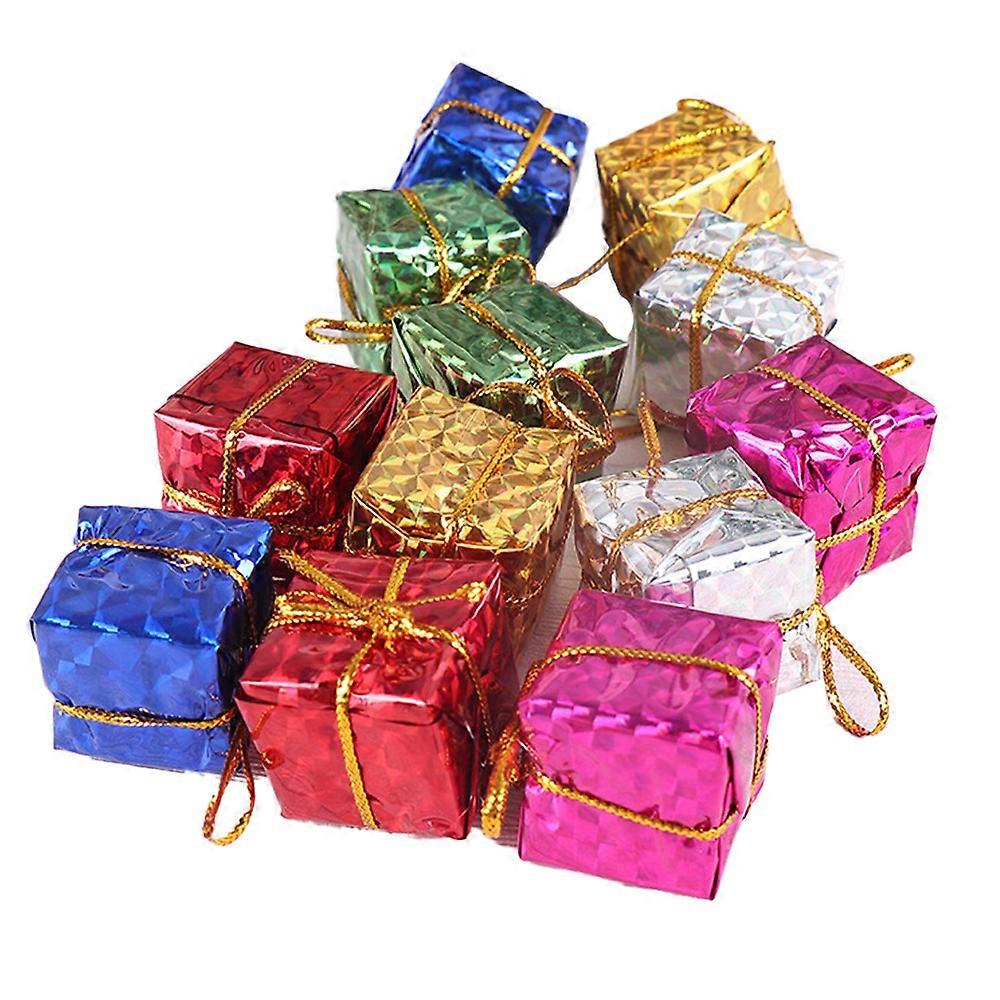 Assorted Color Foil Tiny Present Ornaments, Laser Cut Design for Miniature Gift Boxes on Your Christmas Tree