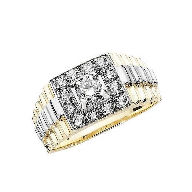 Bague en zircone pour homme en or jaune 9 carats RN696