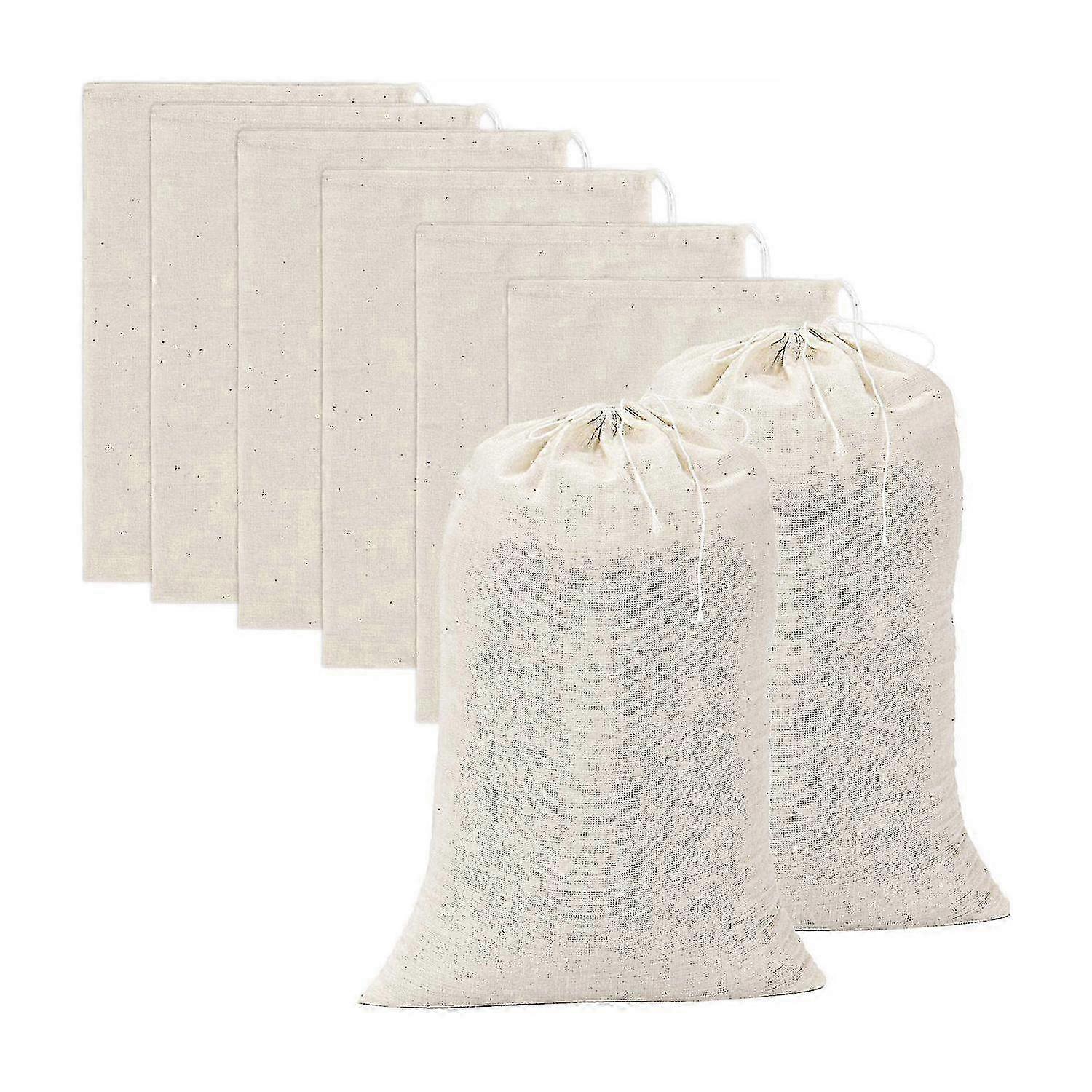 20-Piece Set of 8x12 Inch Large Cotton Muslin Drawstring Tea Brew Bags