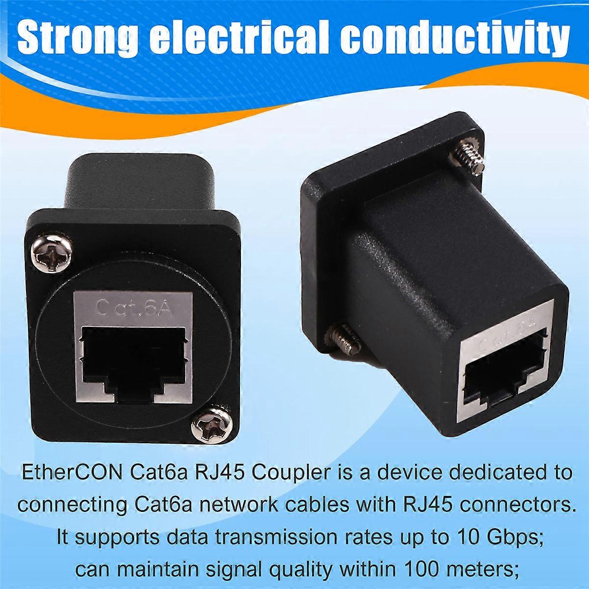 2Pcs Ethernet GigE RJ45 Cat 6A Feedthru Modular Panel Connector