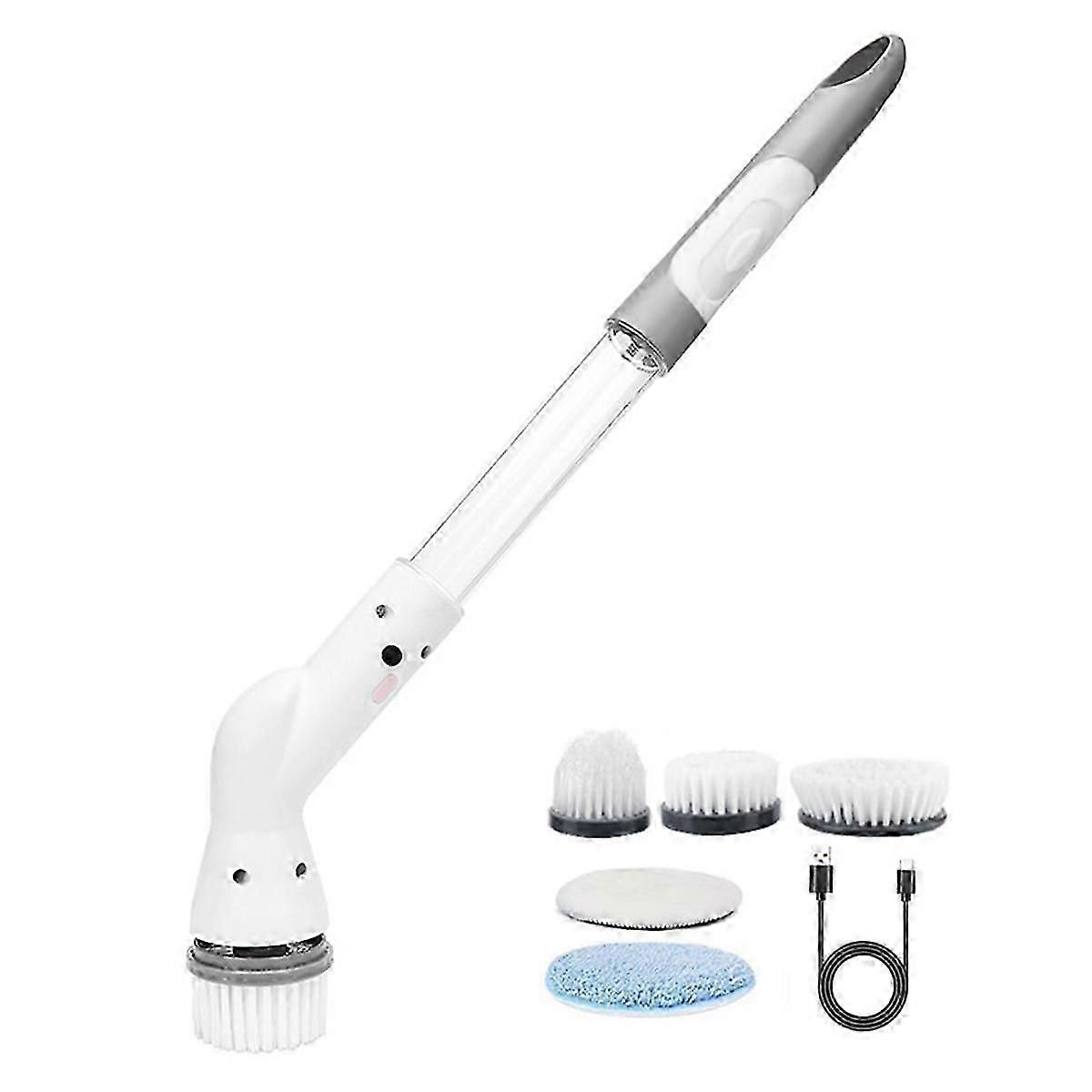 High Speed Rotate Scrubbers with 5 Replaceable Brush Heads,Electric Scrubbers Power Cleaning Brush