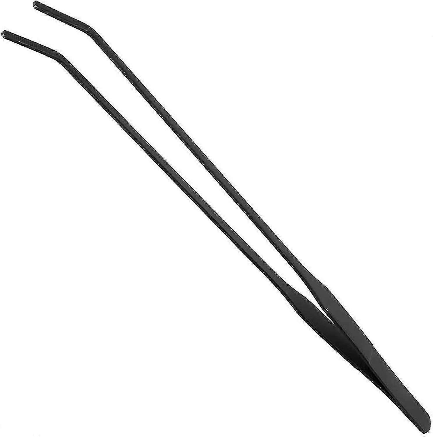 Pinça curva preta de aço inoxidável para aquário, 38 cm (15 polegadas)