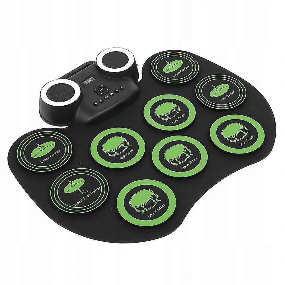 Portable Roll-Up Electronic Drum Set with Dual Pedals, Drumsticks, Audio & Data Cables, Built-in Speaker, and User Manual for Beginners &