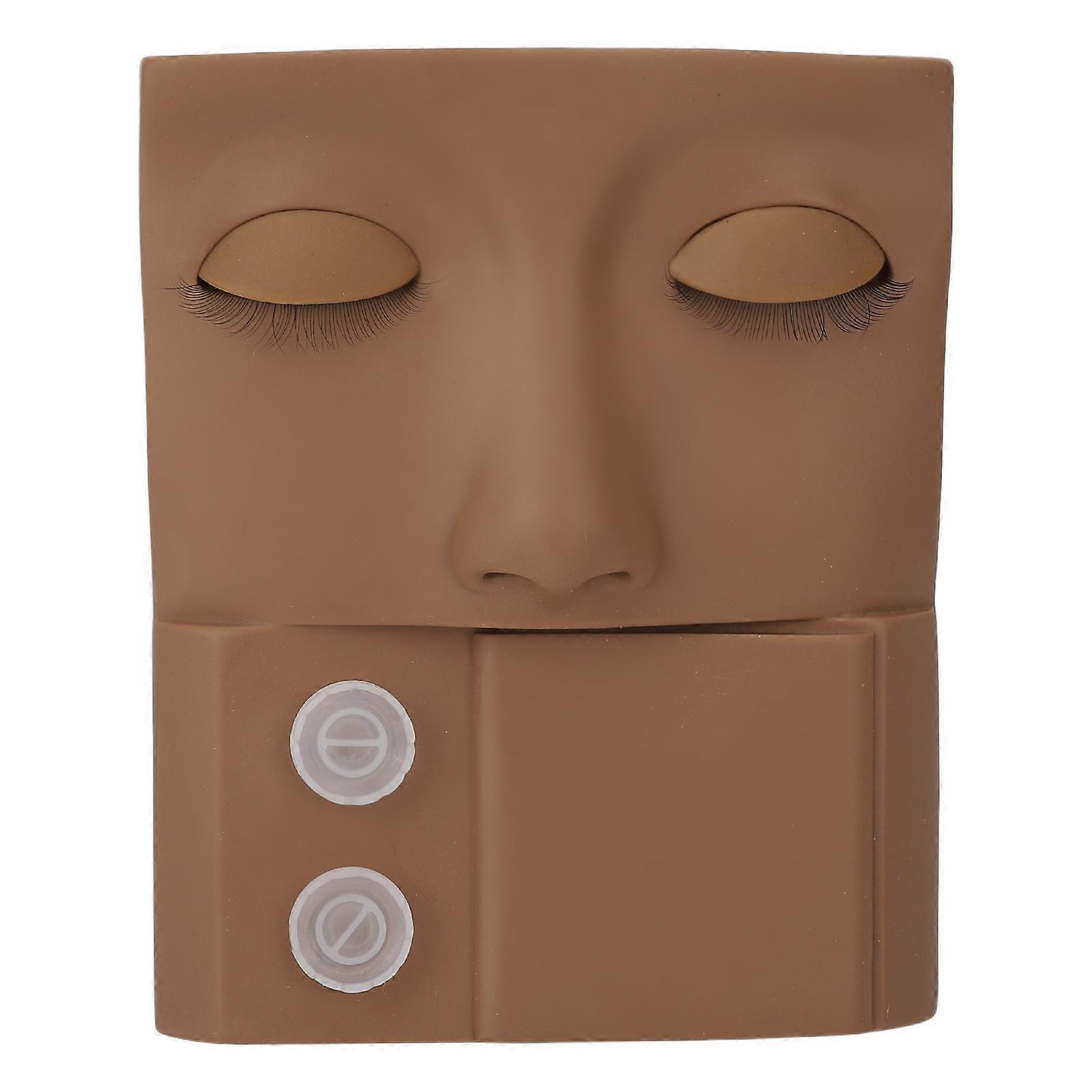 Lash Mannequin Head Replaceable Eyelid Eyelash Extension Practice Makeup Training PVC Coffee