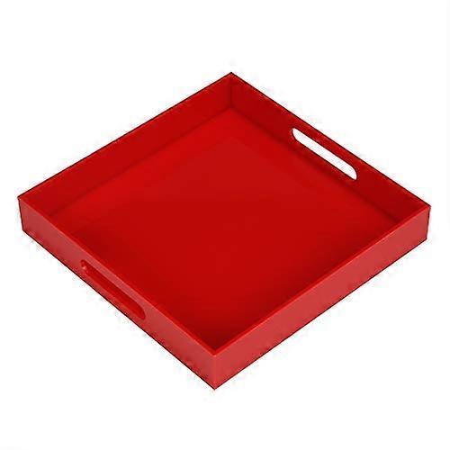 Sturdy Red Acrylic Serving Tray 10x10 Inch for Coffee, Tea, and Snacks, Durable and Easy to Clean