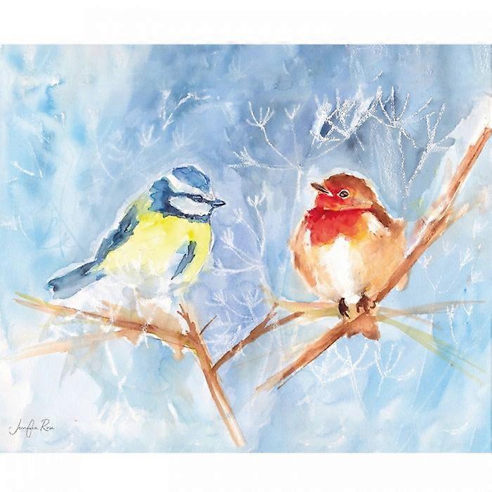 Jennifer Rose Garden Birds Winter Canvas Print