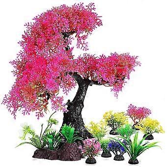 10 Pcs Fish Tank Plants Aquarium Plants Plastic Realistic Fish Tank Tree Betta Fish Tank Decor Aquarium Decorations