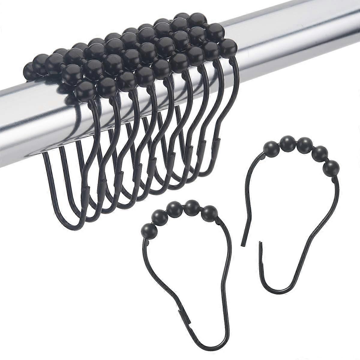 Shower Curtain Hooks Rings Metal Set of 12 Black