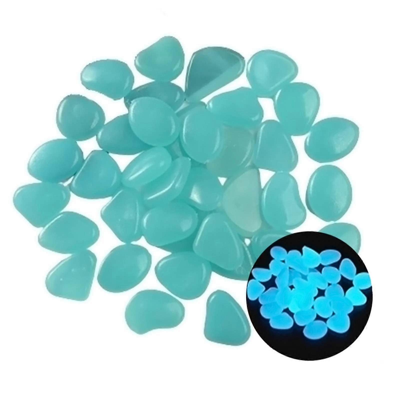 Glowing Stone Artificial Pebbles That Glow in The Dark, Indoor and Outdoor Luminous Decorative Rocks, Solar Luminous Stones, Blue (Size : 100PCS)