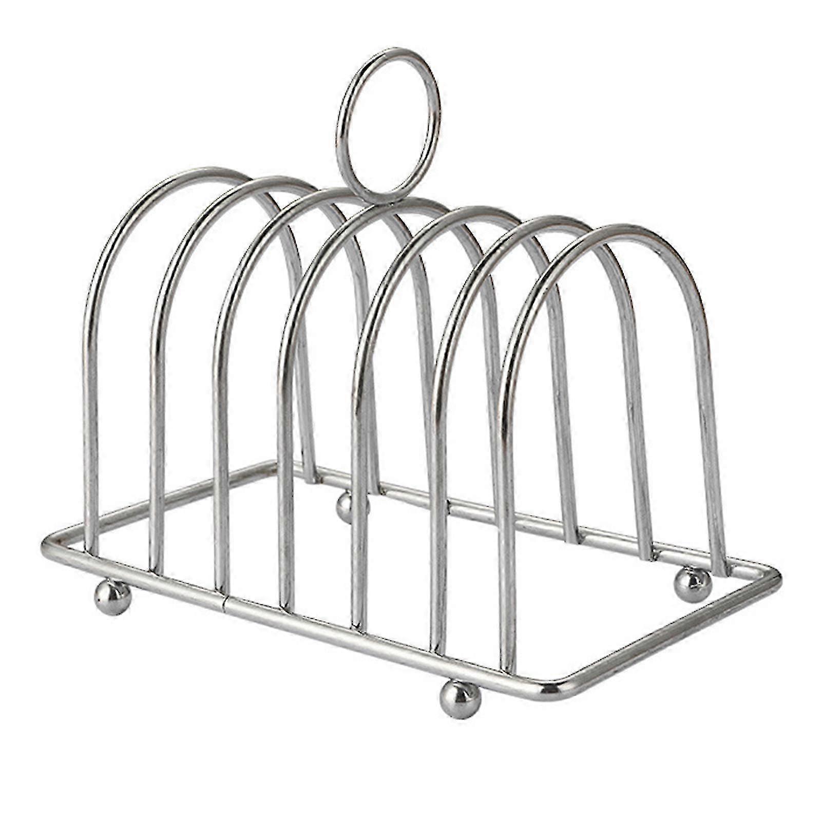 Bread Rack Non-deformable Loop Carry Handle Non-stick Ball Feet Rust-free Stainless Steel 6 Slots Toast Bread Holder Bakery Supply Kaesi Edition B