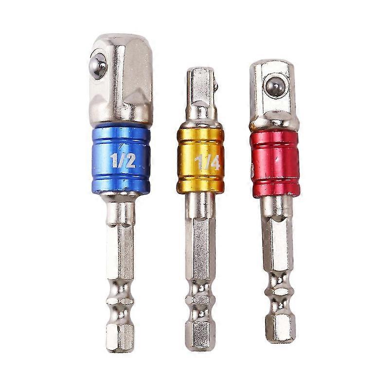 3 stk sokkeladapter slagsett sekskantskaft til 1/4 3/8 1/2 tommers fargerik forlengelsesomformer Impact Dr (haoyi)--