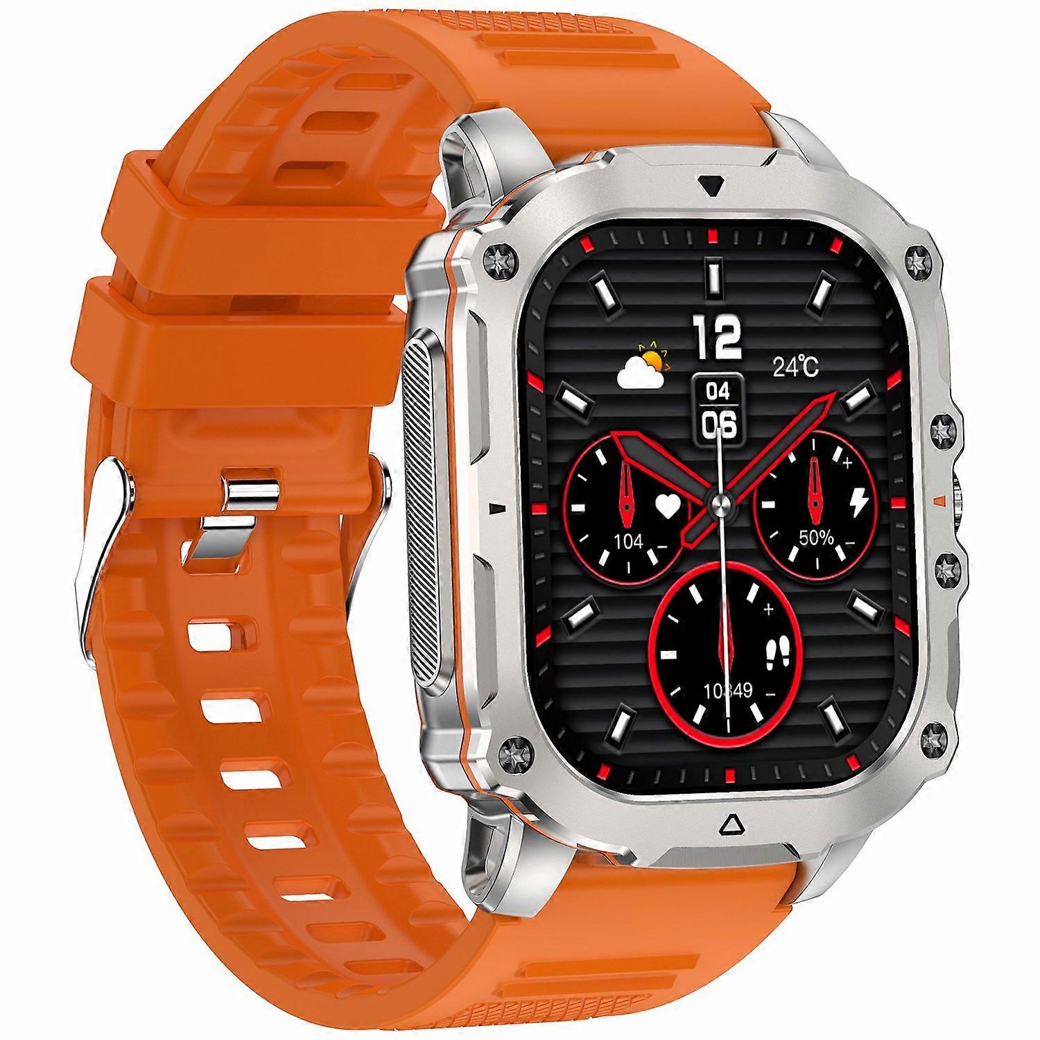 Montre connectée AK72, écran de 1,952 pouce, moniteur de fréquence cardiaque et de pression artérielle, bracelet en silicone – Argent