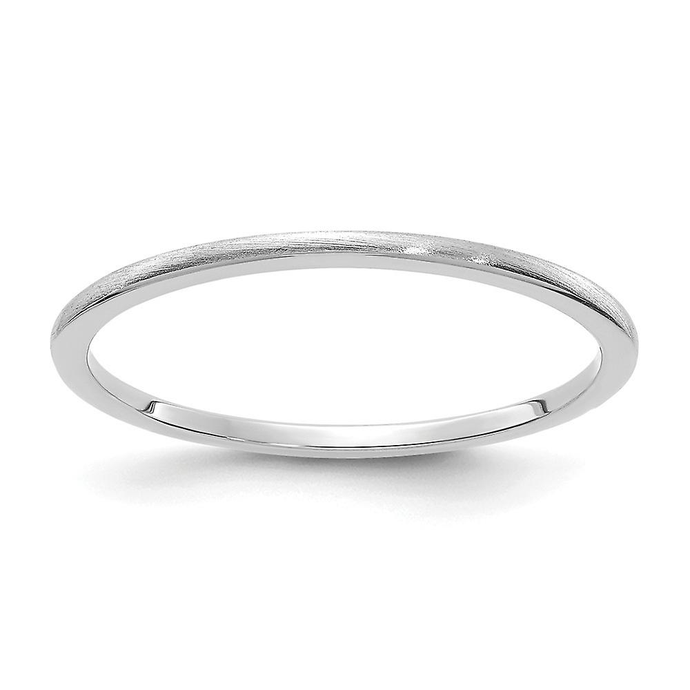 14k Solid White Gold 1.2mm Half Round Satin Stackable Band Ring-Stackable-Ring for Women and Men - Ring Size: 4 to 10