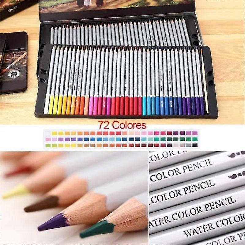 Set of 72 Colored Pencils Watercolor Pencil with Tin Box