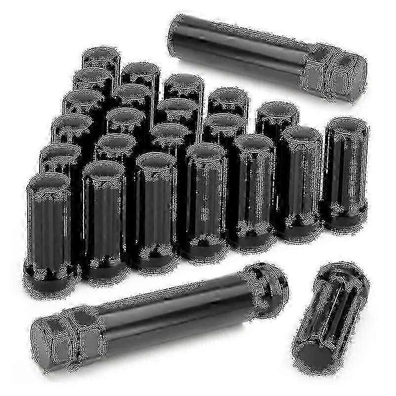 14mmx1.5 Lug Nuts Set of 24 7 Spline Drive Black Acorn Cone Lug Nuts 2 Inches Long with 2 Pieces