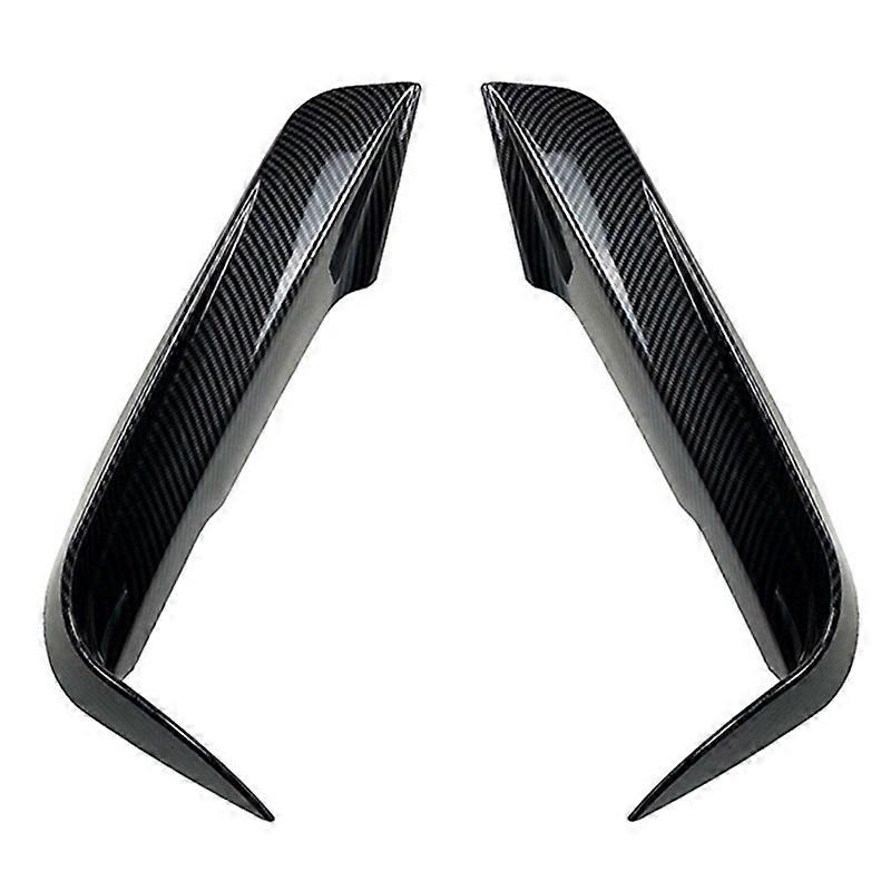1Pair Car Front Bumper Fangs Trim Lid Cover Carbon Fiber Pattern