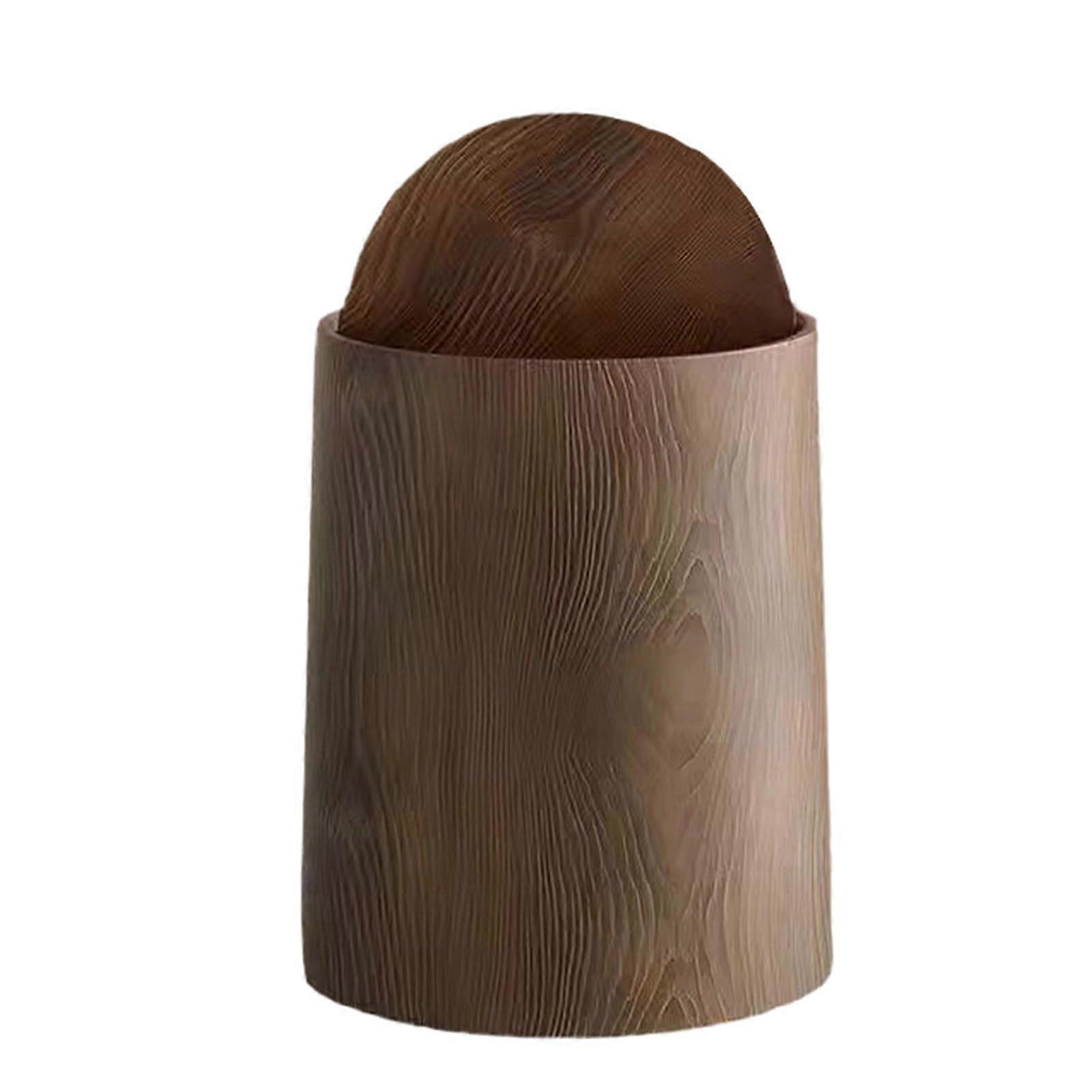 12L Trash Can with Lid 3 Gallon Walnut Brown Grain Wood Bathroom Garbage Can with Swing Top Lid