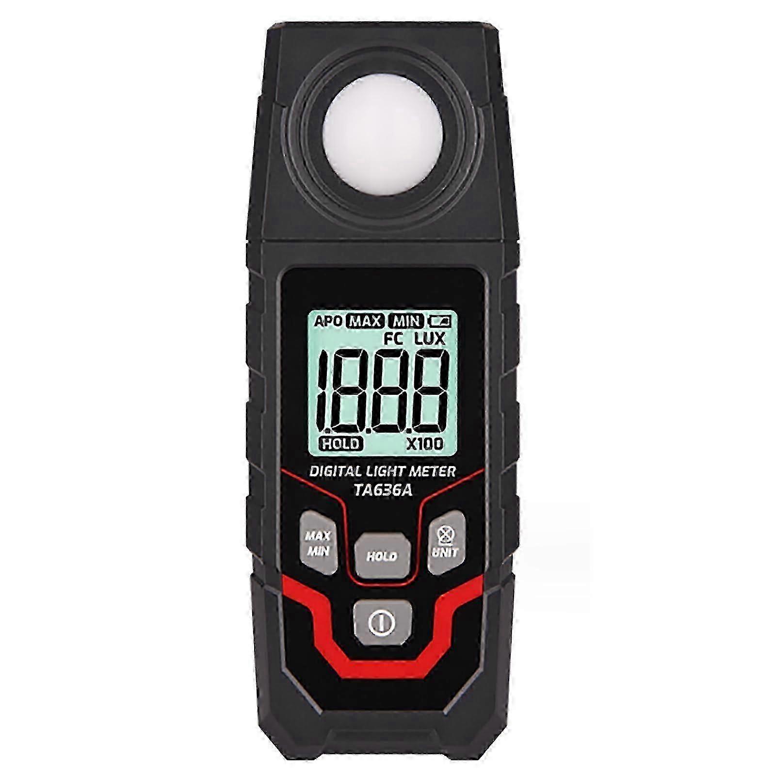 Light Lux Tester, Light Meter with Digital Display, 2 Measuring Units/120 Incident Angle/Maximum Measurement 200000LUX, for Farm and Stage