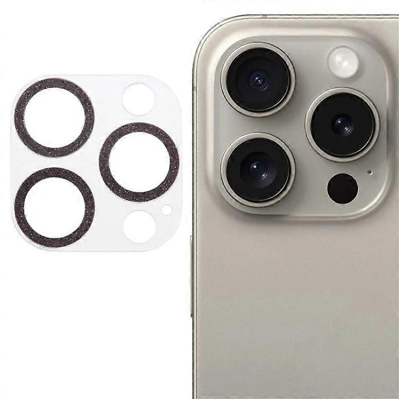 Compatible For iPhone 15 Pro / iPhone 15 Pro Max Glitter Camera Lens Protector WANLONFENG Full Coverage HD Clear Lens Film with Cl