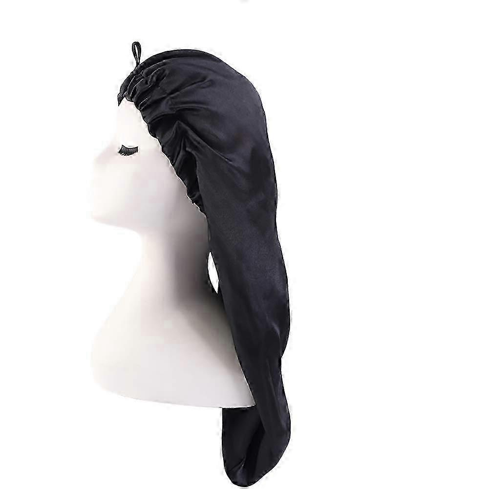 2025 1 Pack Extra Long Satin Knitted Sleep Cap for Sleep Foldable with Button Large Size
