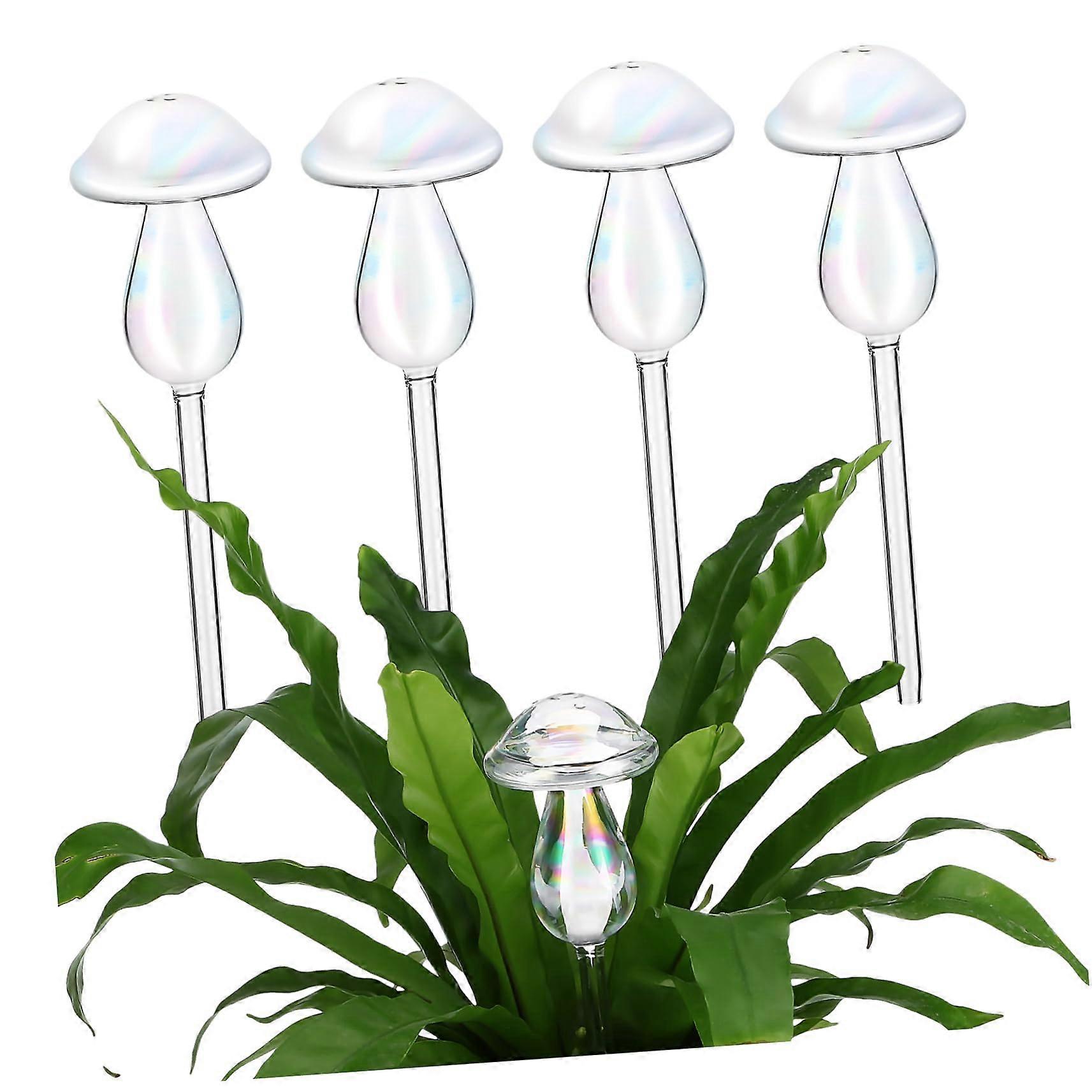 Mushroom Irrigation Device End Cap Set 4-Pcs With Lid Faucet Adapter Closure Garland Flowers Reusable Transparent Glass