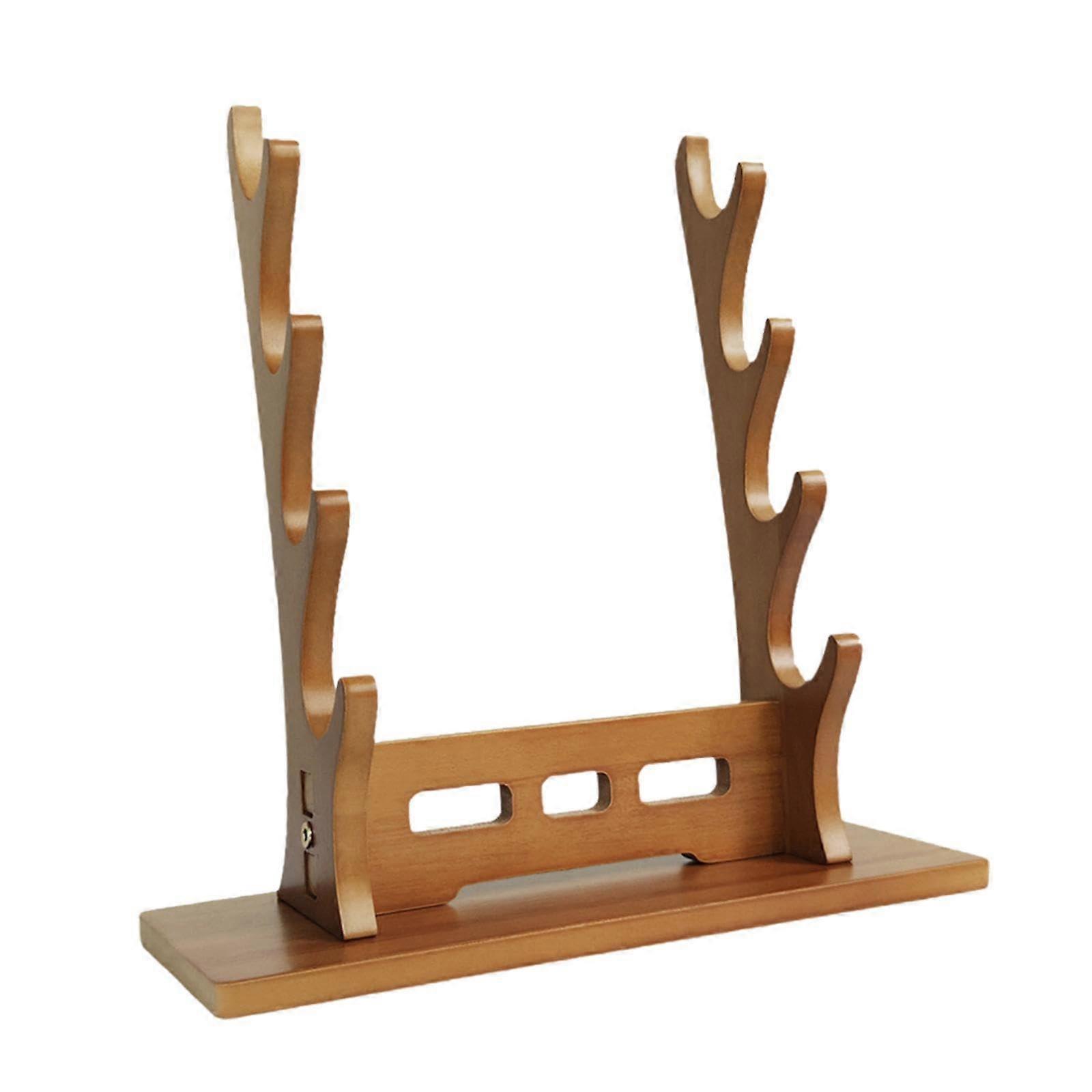 Sword Stand Display Medieval Hanger Accessories Tanto Holder Flutes Walnut 4Tier