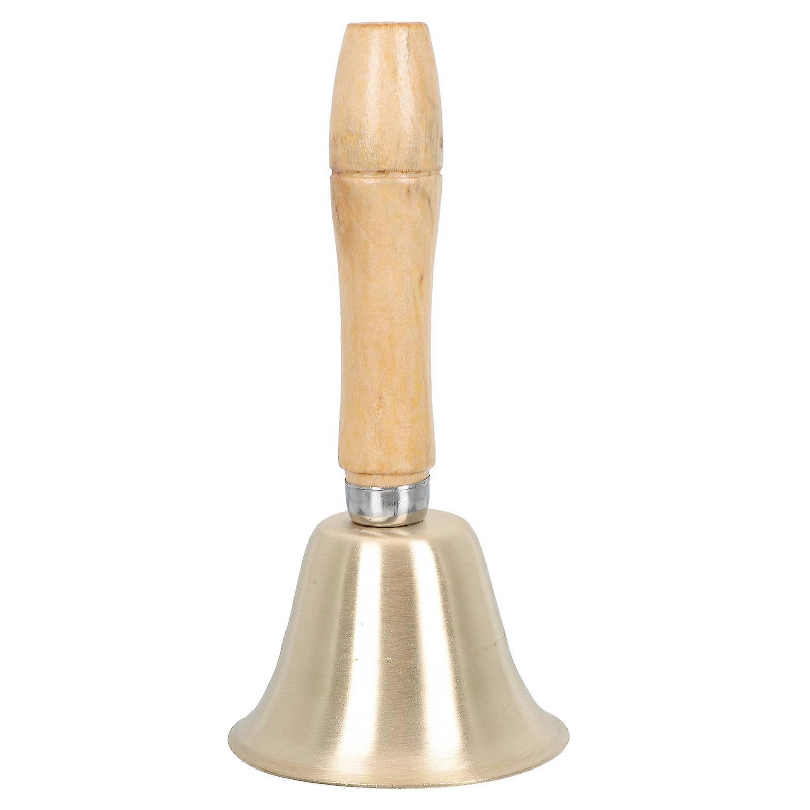 Compact Copper Call Bell with Wooden Handle – Decorative Handbell for Home, School, and Restaurant Use, Portable Service Bell for Events