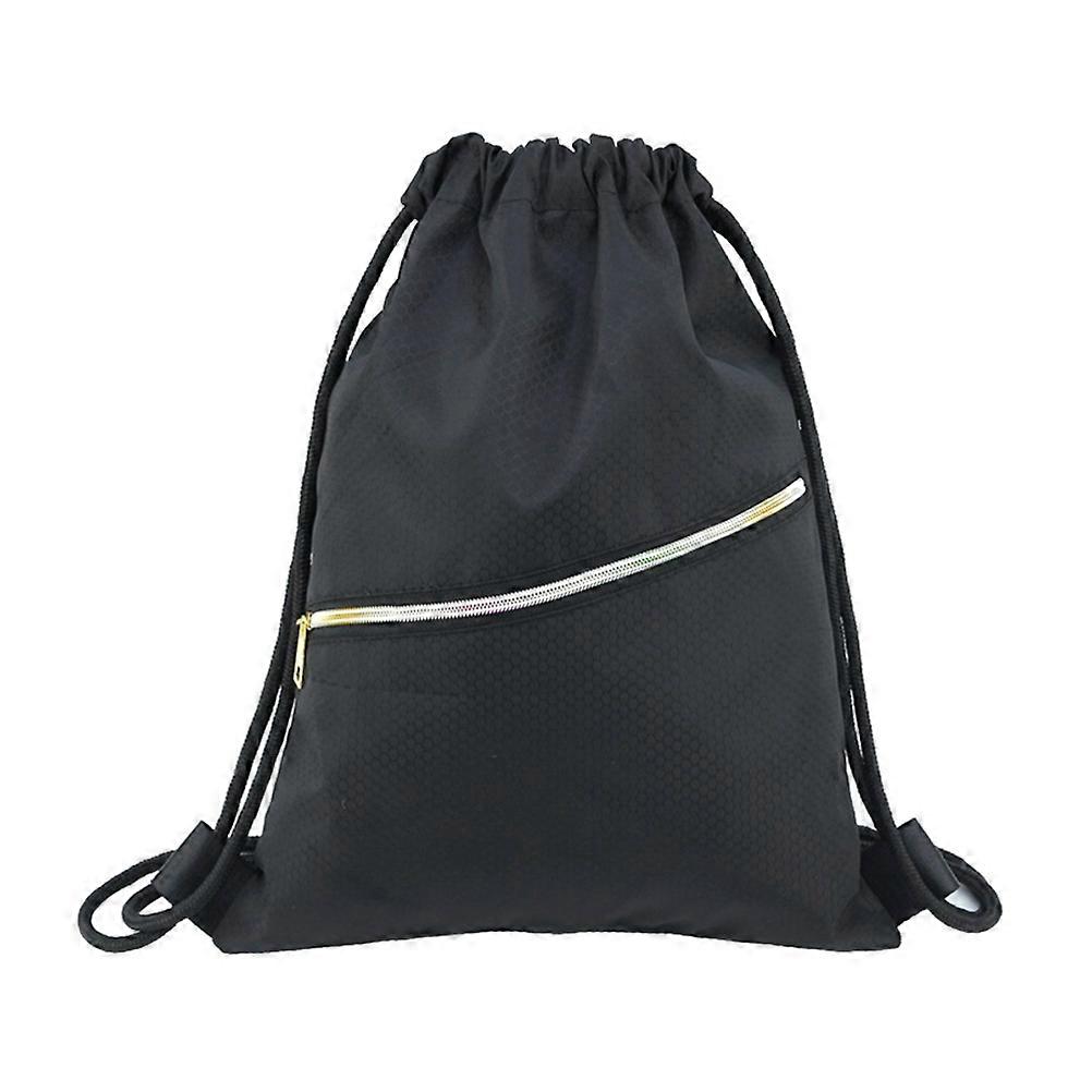 1PC Oxford Cloth Waterproof Swimming Drawstring Backpack Drawstring Bag Backpack (Black)
