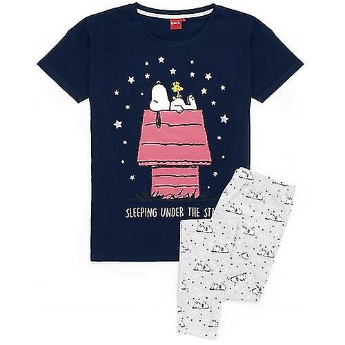 Pyjama Femme Snoopy Peanuts - Haut Manches Courtes Et Pantalon En Coton - Taille M L XL - Confortable Pour L'été