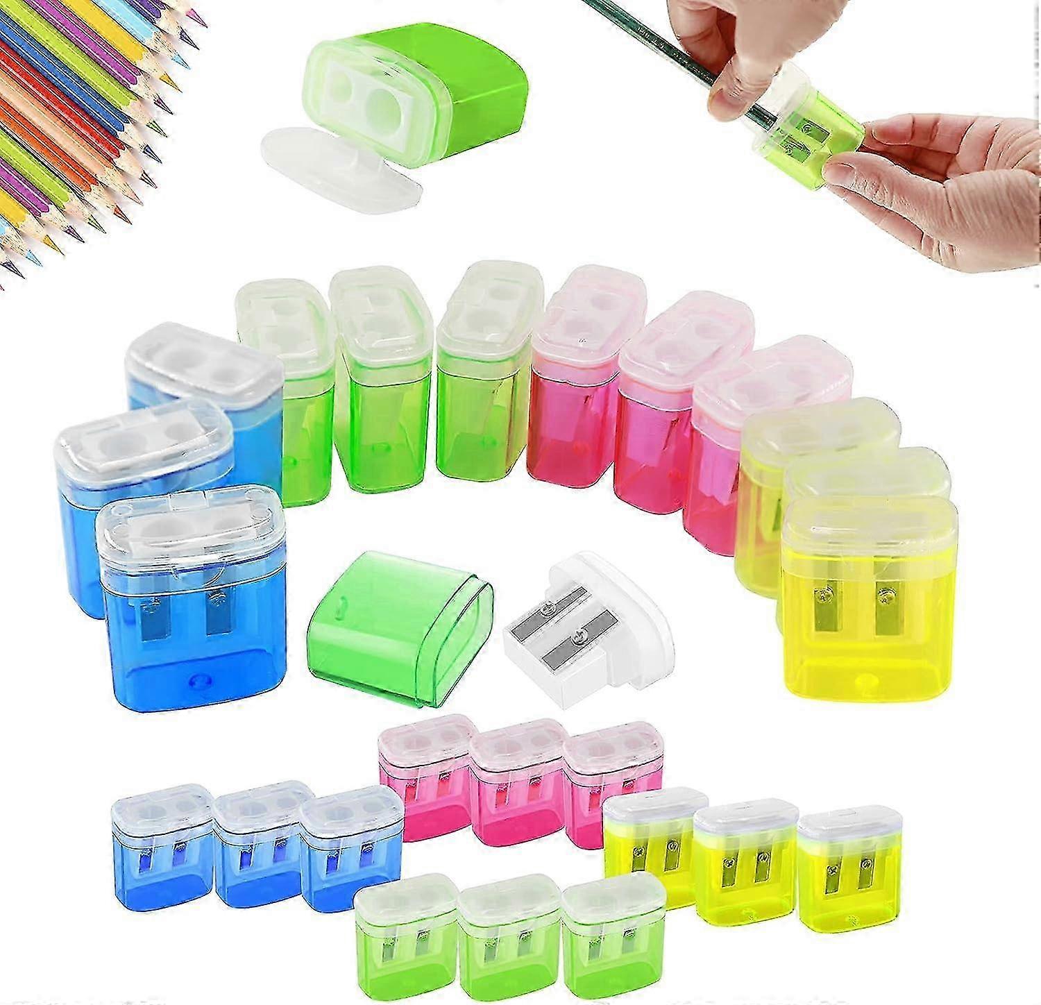 Kaksireikäinen kynäteroitin - 12 kpl kannella kouluun, kotiin, toimistoon