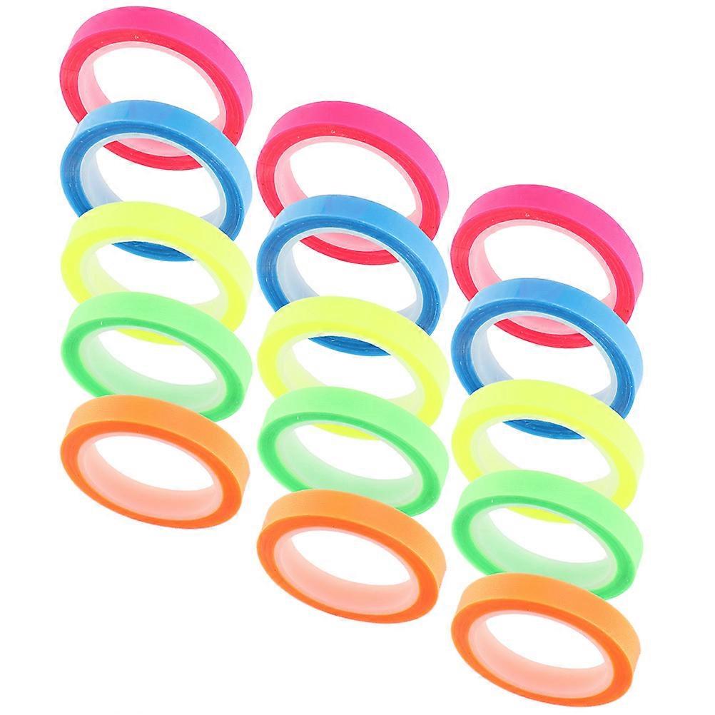 15 Rollen abnehmbares fluoreszierendes Band farbiger Textmarker Multi Use Page Marker Highlight Tape