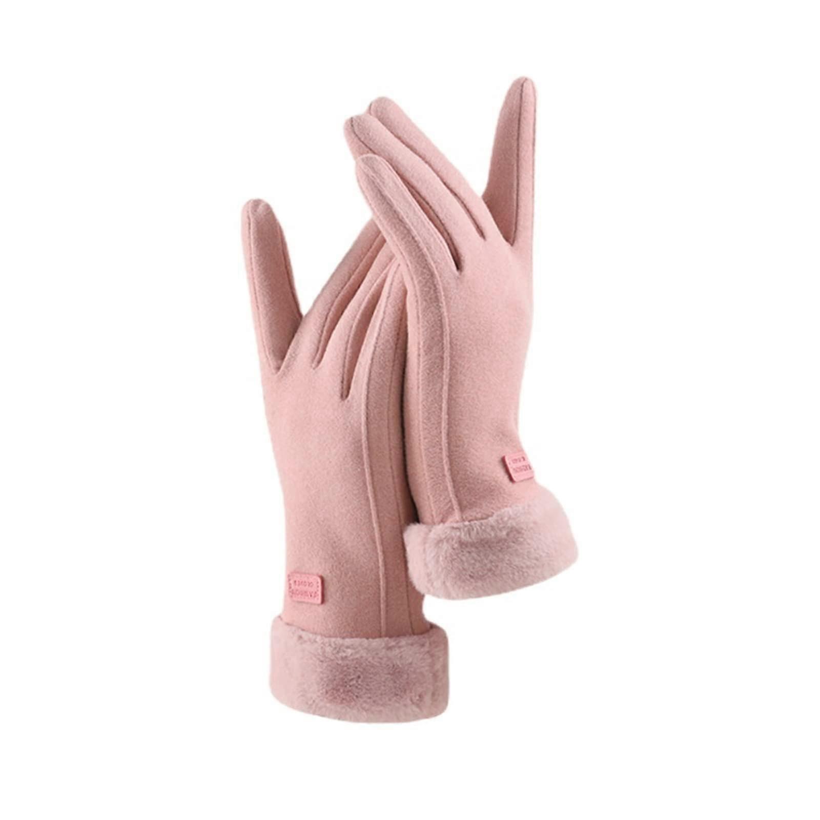 Winter Women's Warm Gloves Touch Screen Compatible Soft Plush Lining Windproof Driving Outdoor