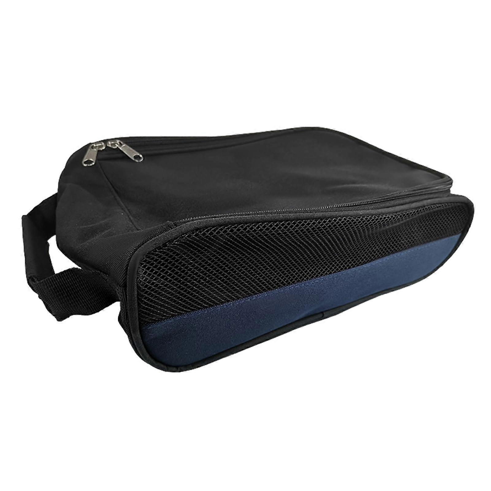 Golf shoe bag, waterrepellent, ventilated with zipper and handle blue