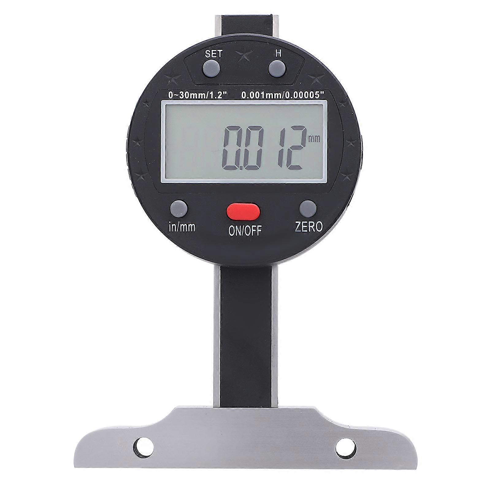 Digital Depth Gauge 0-30mm 0-1.2in Range 0.001mm 0.00005in Accuracy Electronic Depth Measurement Tool with USB Port 
