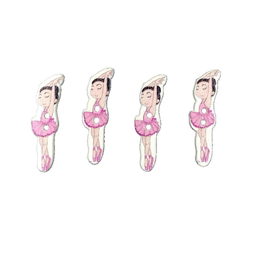 Cartoon Buttons Diy Accessories Multi-Colored 3x0.9x0.3Cm Bamboo For Handmade Crafts 100Pcs