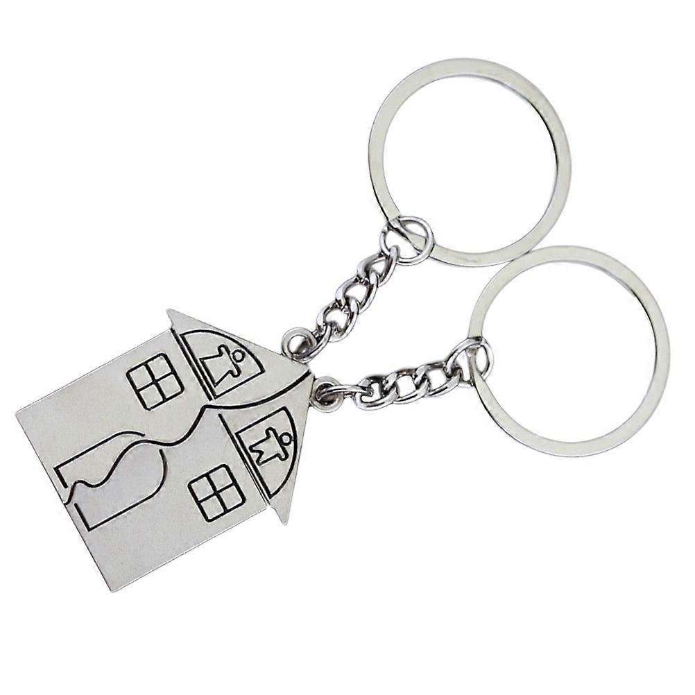 Mini House Shape Cute Keychain Couple Keychain Everyday Use Silver 3 Pairs