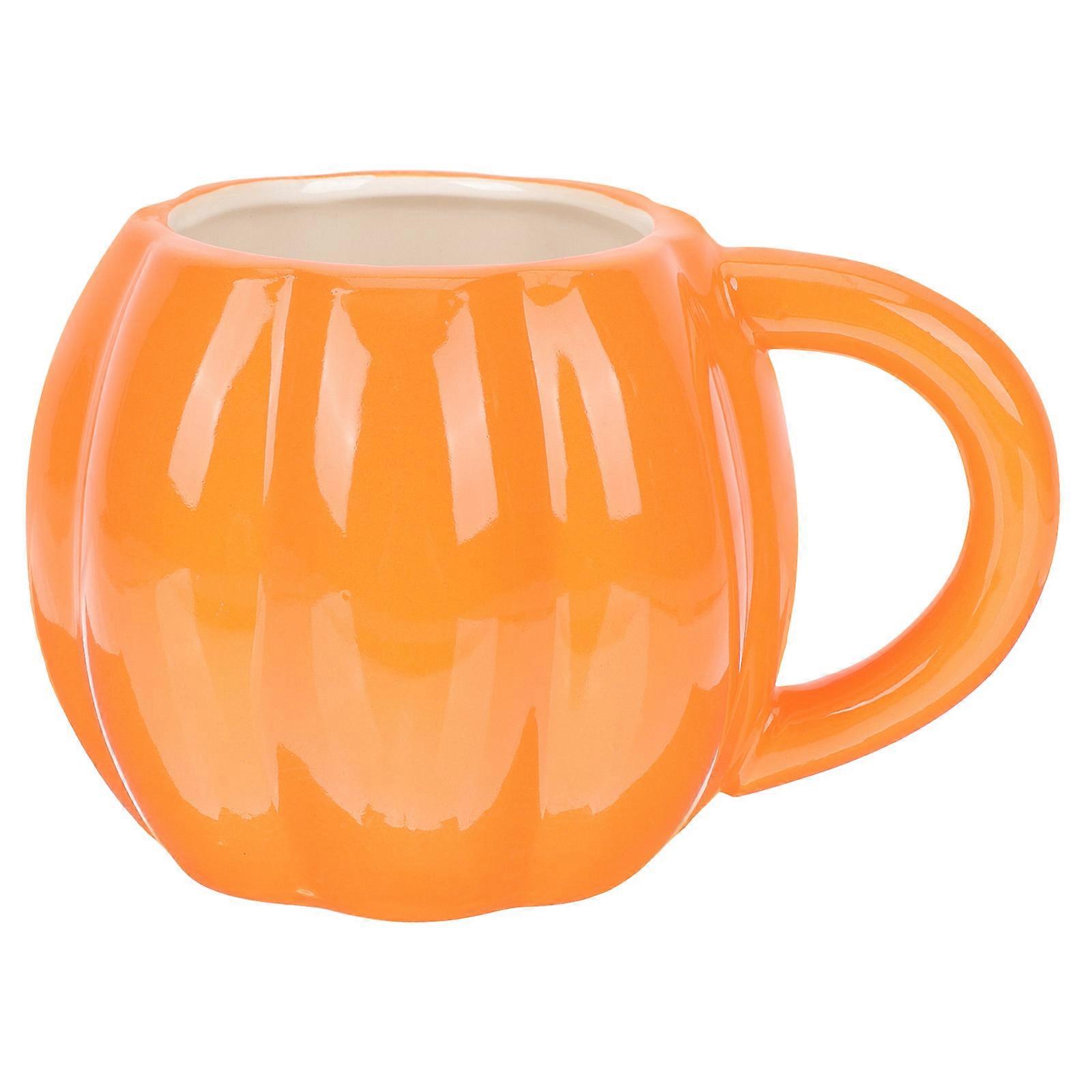 Artistic Halloween Pumpkin Mug Ceramic Cup with Comfortable Handle for Tea and Festive Celebrations