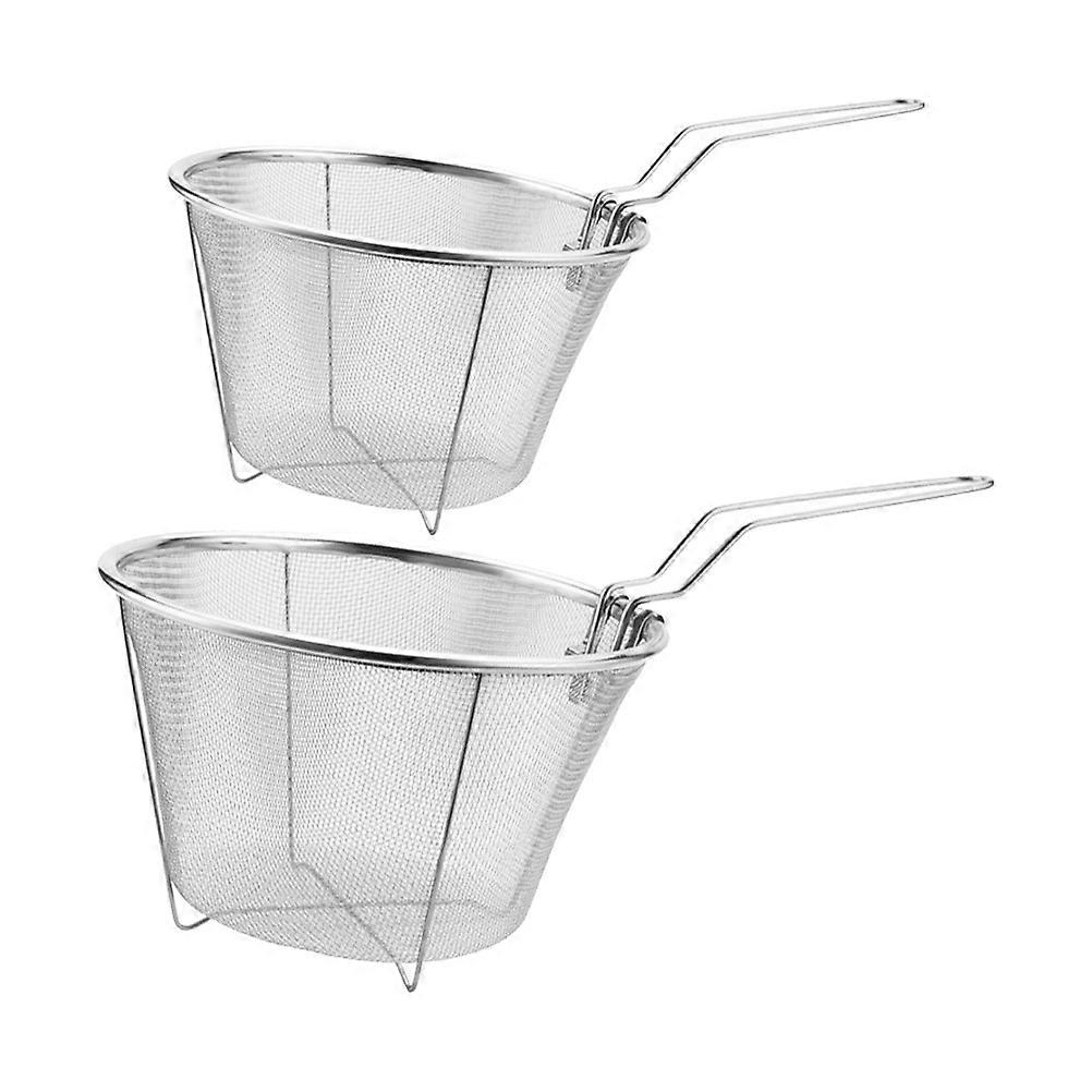 Stainless Steel Collapsible Frying Baskets with Reinforced Base – 2pcs Set for French Fries, Vegetables, and Food Straining