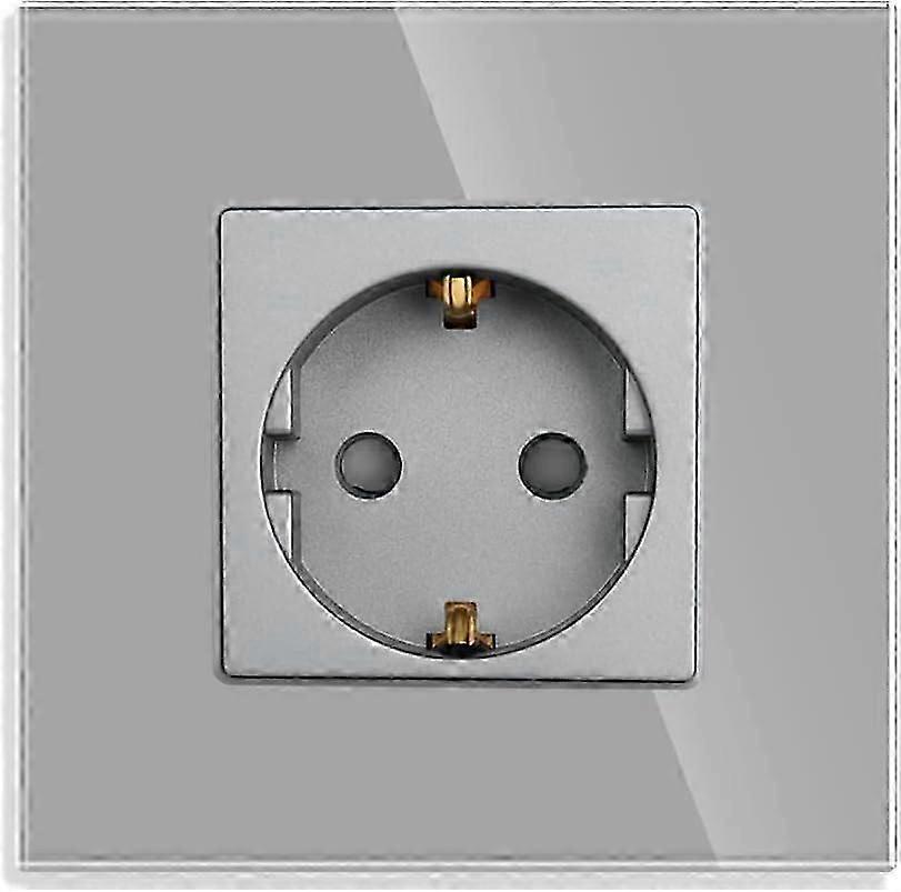 Single socket in grey 16Amp glass Schuko sockets flush-mounted protective contact wall socket-86mm 250V 1 compartment