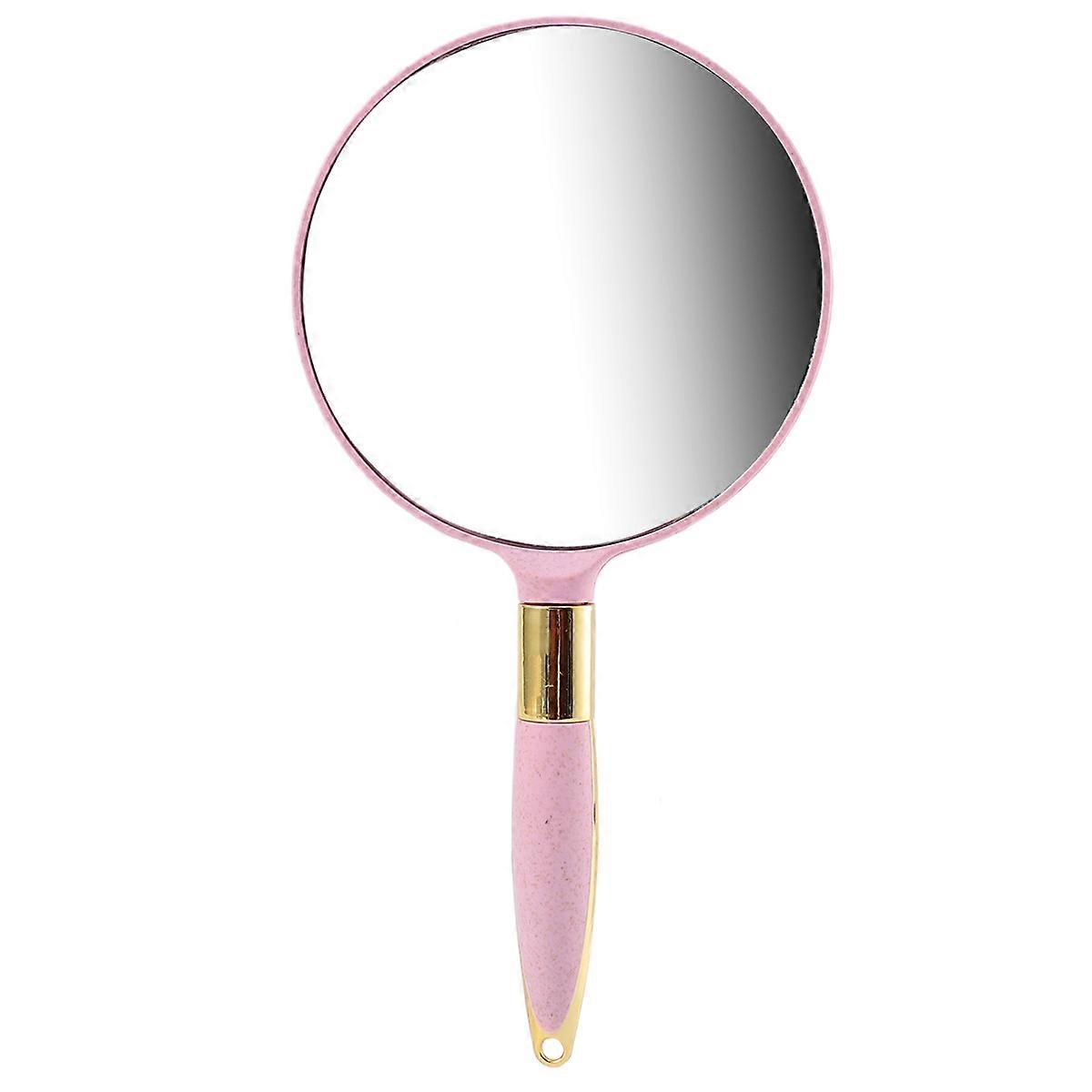 Compact Handle Mirror High Definition Reflection Women Pink 1Set