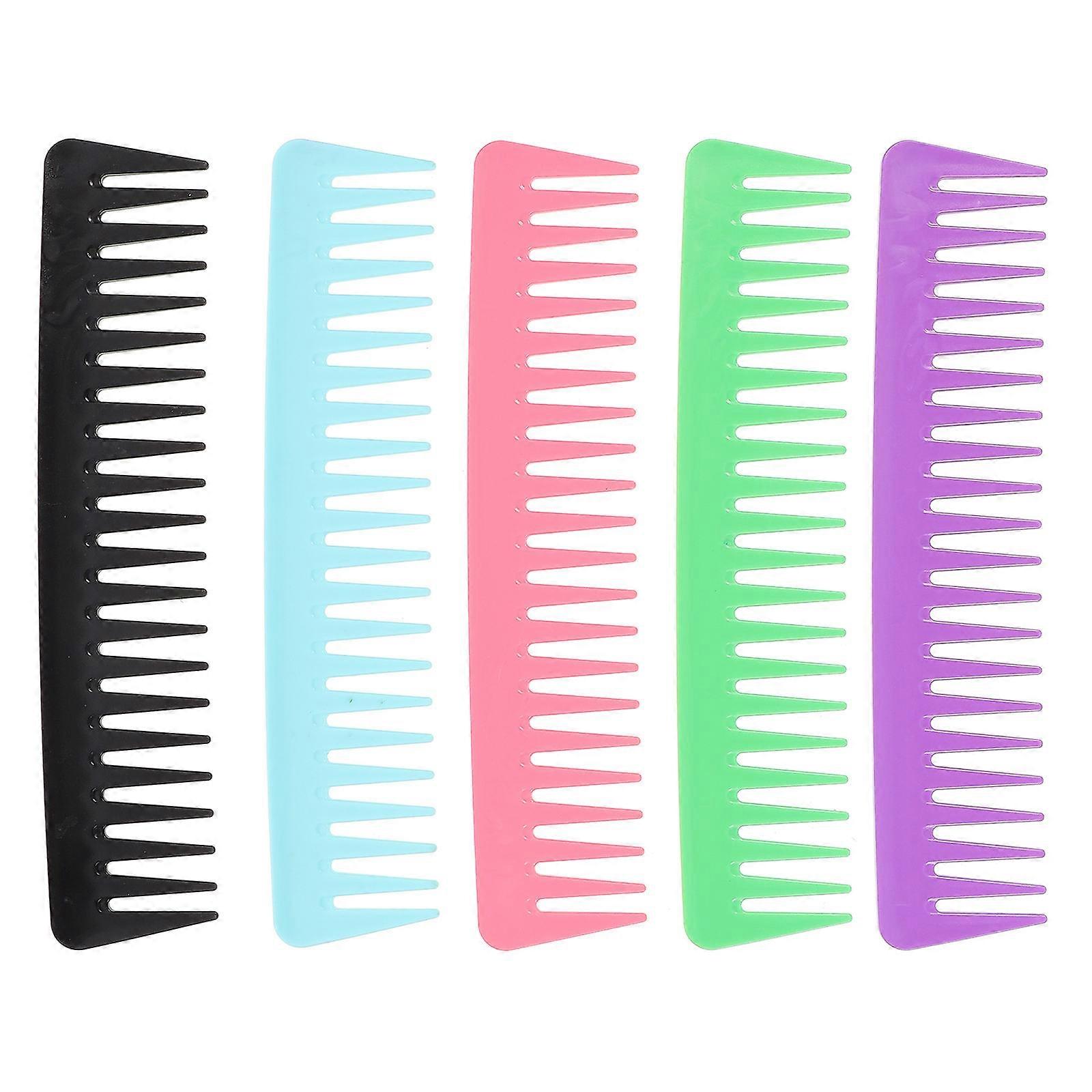 Wide Teeth Hair Brush for Detangling and Massaging with ABS Material 5 Pieces