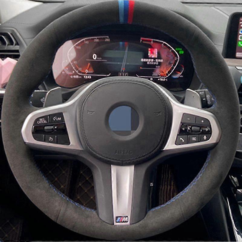 غطاء عجلة قيادة السيارة المخصص من جلد الغزال متوافق مع BMW M Sport G30 G31 G32 G20 G21 G11 G12 G1