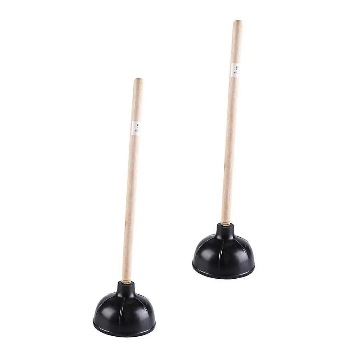 Plunger Set with Wood Handle - Heavy-Duty Toilet and Drain Cleaners for Fast Blockage Removal in Bathrooms