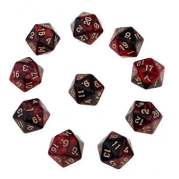 10x10pcs 20-Sided Dice Polyhedron Dices for D&D TRPG Cup Game Red + Black