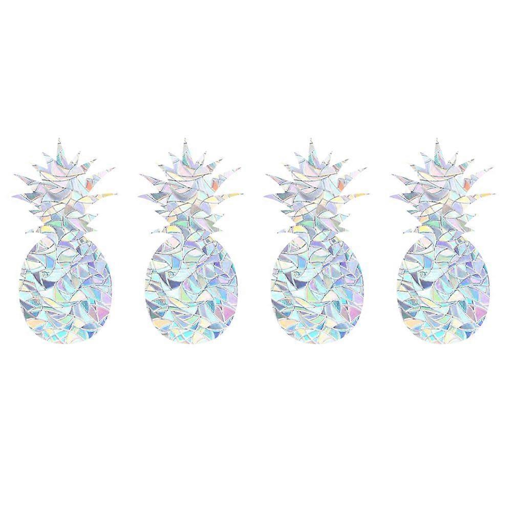 4 Sheets Exquisite Pineapple Shaped Stickers Decorative Window Refraction Decals