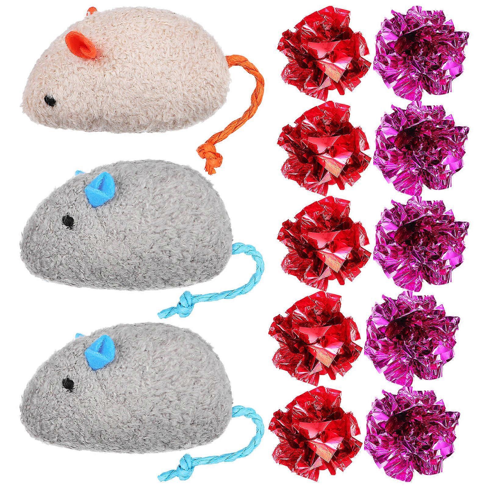 Cat Toys Interactive Playthings Including Catnip Mice and Balls for Indoor Cats 13Pcs Set