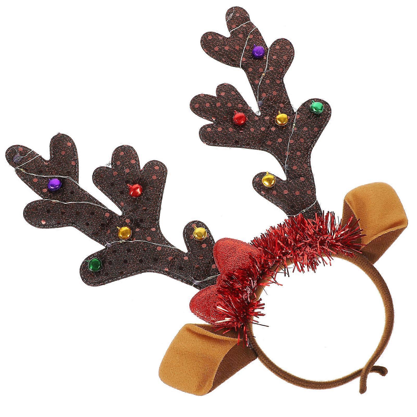 Reindeer Antlers Headband Festive Decoration Holiday Party present Coffee 36X25cm Led Lighting 1Pack