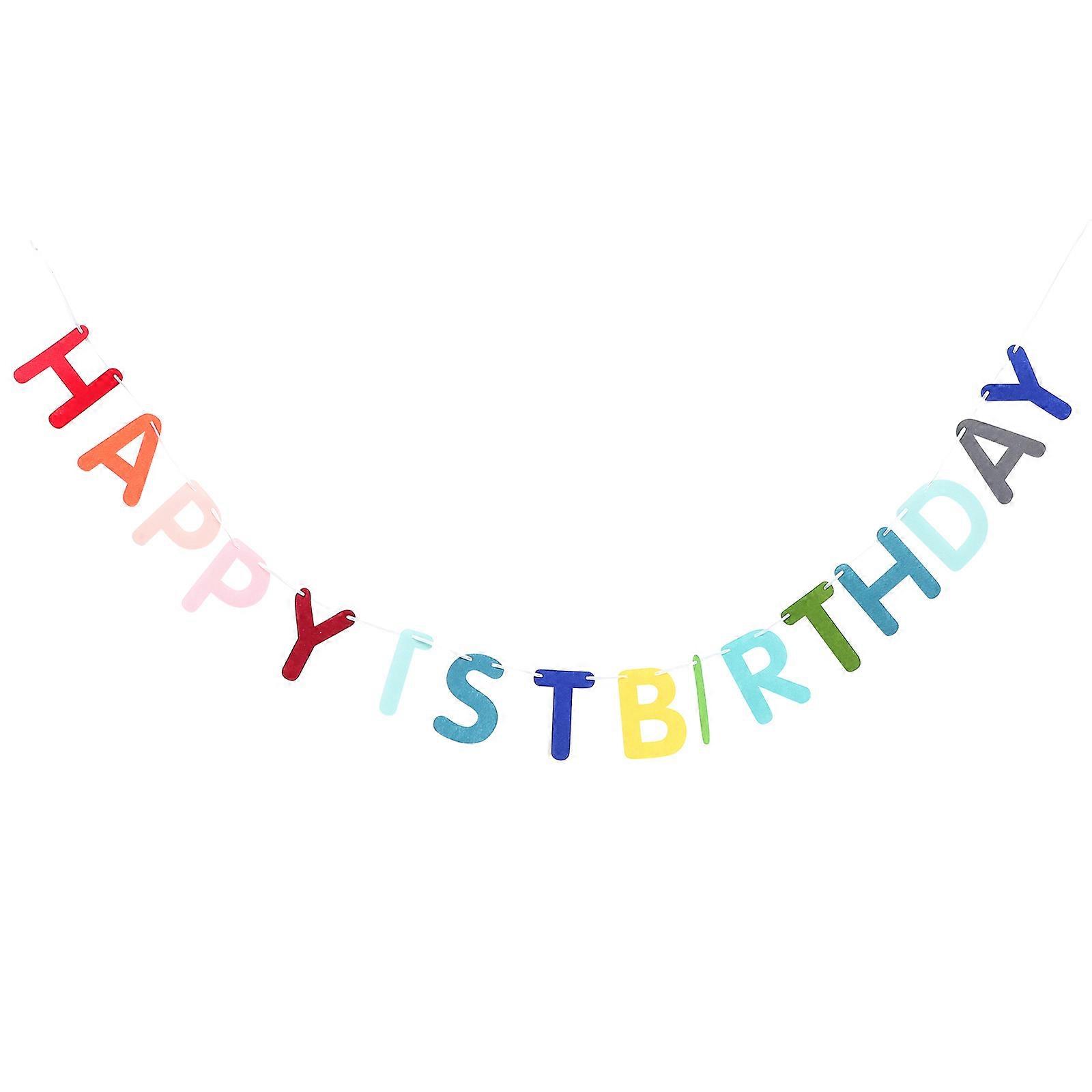 Birthday Party Banner Set Baby First Year Celebration Decorations Multi Color Square Charming 1Set