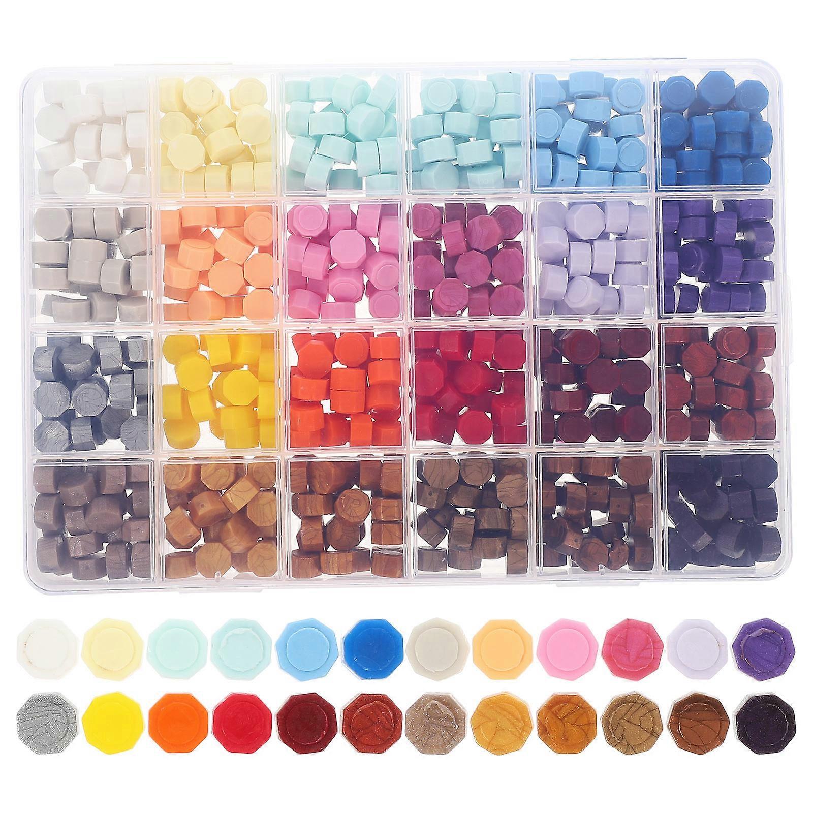 Colorful Sealing Wax Beads Octagonal Shape present Wrap Business Invitations 24 Grids Safe Use