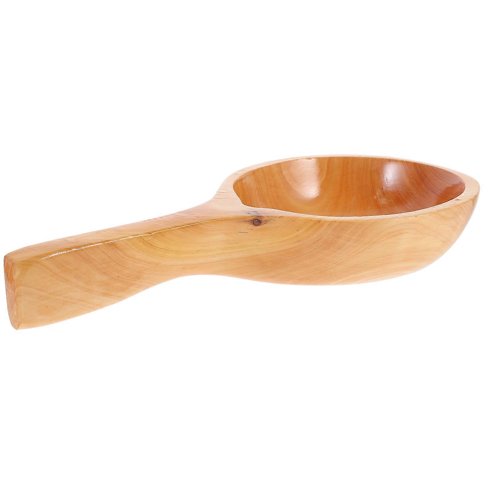 Premium Pine Wood Water Ladle , Smooth & Easy Clean Multi Use Scoop for Kitchen, Sauna, Bath, and Garden